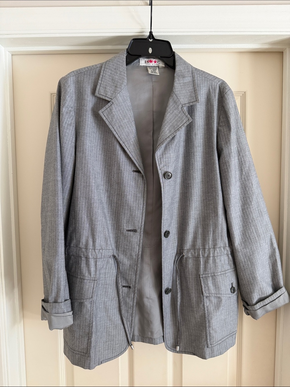 Isaac Mizrahi Gray Pinstripe Women's Blazer Jacket
